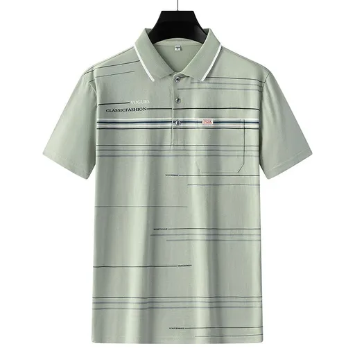Men Summer Cotton Polo Shirt Loose Breathable B010 apricot