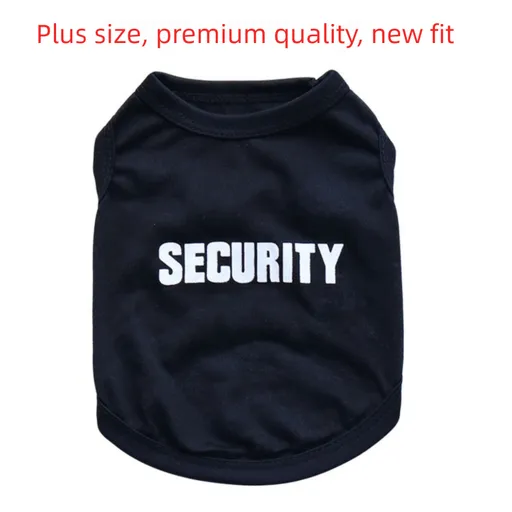 2 Pack "SECURITY" Pet Vest - Black & Yellow with Orange Trim - Breathable Cotton Dog T-Shirt Summer Apparel for Small Breeds & Cats - Size M (Chest 45cm)