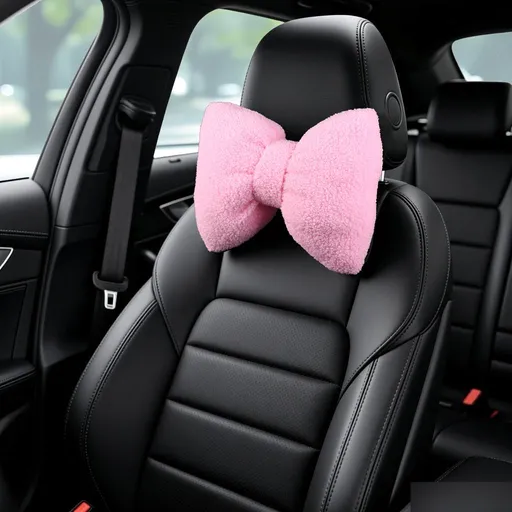 Car Headrest Pillow Artificial Plush Neck Support Pink-plush-headrest