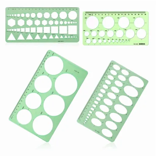 4pcs Circle Template for Drawing, Drafting Tool Geometric Round Circle and Oval Stencil Formwork Ruler Measuring Tool