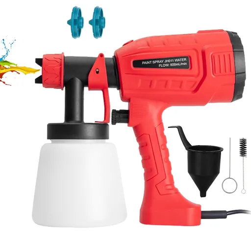 Paint Sprayer, Adjustable Nozzle Paint Sprayer with 1000ml Detachable Container, 2 Nozzles Fence, Walls, Door, Garden Chairs Red