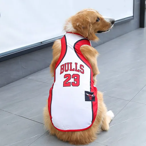 Pet Vest Dog Cat Soccer Jersey Polyester White Red 23rd Bulls M (chest 40cm, approximately 2.5-4kg pet)