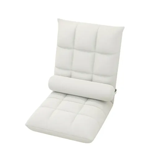 Floor Lounge Sofa Bed Chair with Lumbar Pillow Folding Adjustable Cushion - White