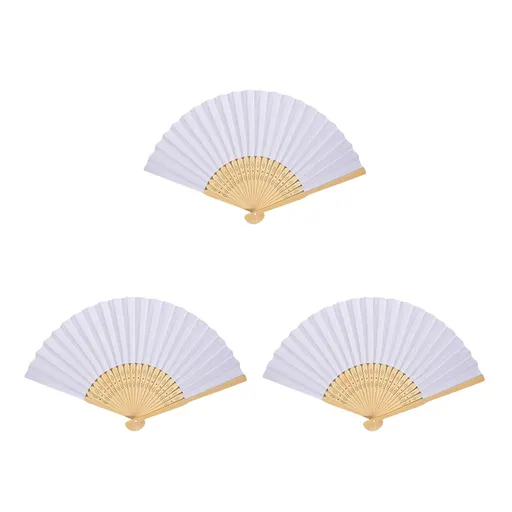 3PCS Foldable Bamboo Fans, Eastern Style Handheld Fan Japanese Chinese Fan for DIY Decoration Wedding Dancing Party