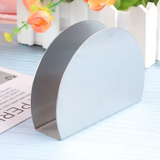 Stainless Steel Tissue Holder Plated Silver Semicircle Design for Home and Restaurant Use