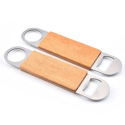 Bottle Opener,2pcs - Stainless Steel Beer Bottle Opener with Wooden Handle, Bartender Flat Beer Opener for Bar,Kitchen,Restaurant