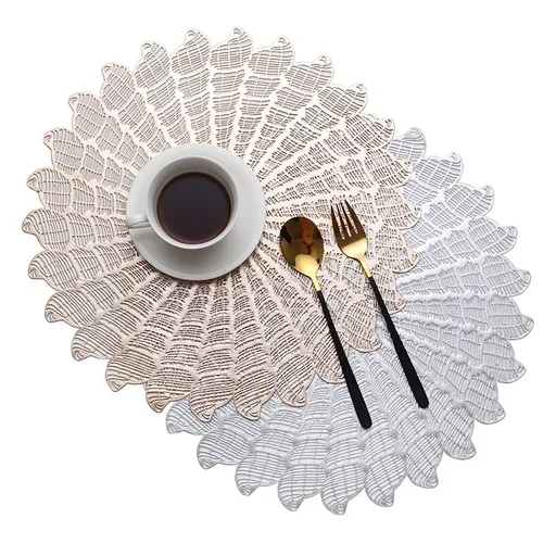 Kitchen Placemat Table Mat Cup Mats PVC Placemat Heat Insulation Placemat Bowl Mats Placemat for Party Wedding Dining Table(2pcs)