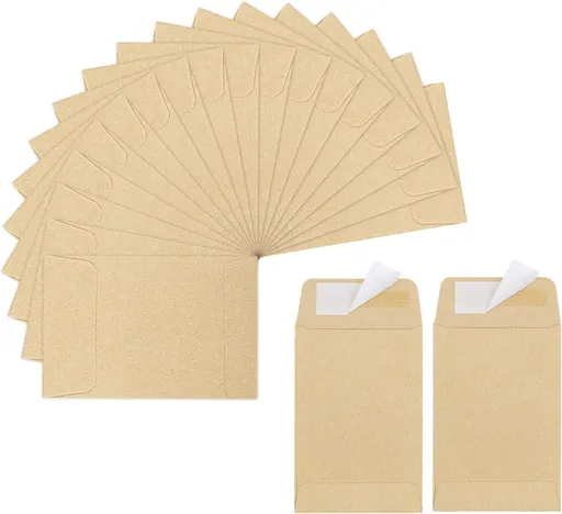 180 Pack Coin Envelopes 2.35"3.5", Brown Kraft Small Seed Packets, Full-Flap Seal Mini for Office, Home, School -