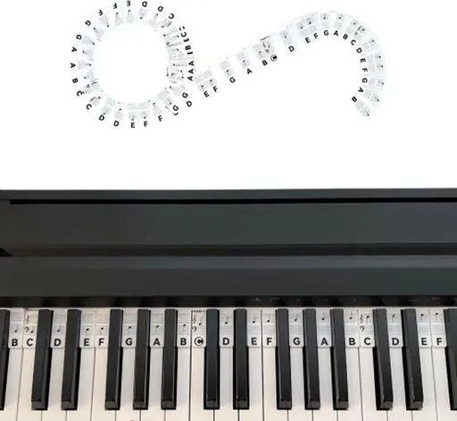 Removable Silicone Piano Stickers - 88 Keys - Key Guide - Keyboard Stickers - Reusable - Learn Music Notes Easily - Learn to Play Strip - Includes Storage Box - For Beginners