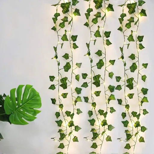 12 Pack Artificial Ivy Fake Plants with LED Curtain Lights Battery Operated, 8 Modes Fairy String Light with Remote Control