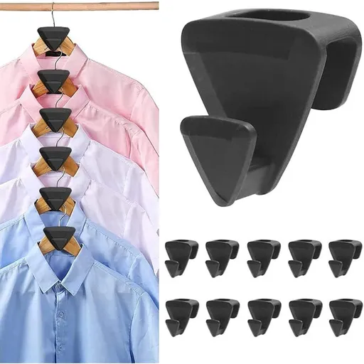 18 Pack, Ultra- Premium Hanger Hooks Closet Space Value Pack,Hook Connection Hook Space Saving Connectors Black