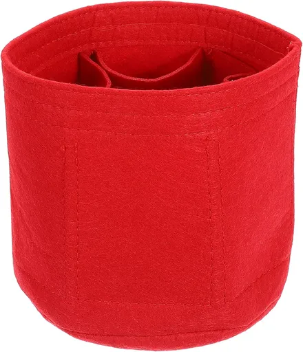 Purse Organizer Insert, Portable Felt Organizer Bags Round Multiple Compartments Purse Liner for Bucket Bag, Domed Satchel, Tote Bag, Handbag Shaper (6" x 6", Red)