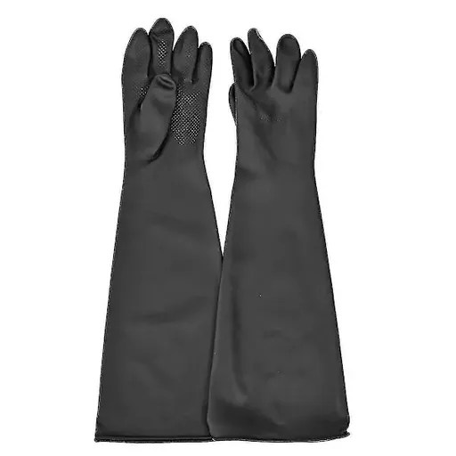 Sandblasting Cabinet Gloves Heavy-Duty Rubber 60 cm Length Cotton Lined Abrasion Resistant with Rough Surface for Secure Grip