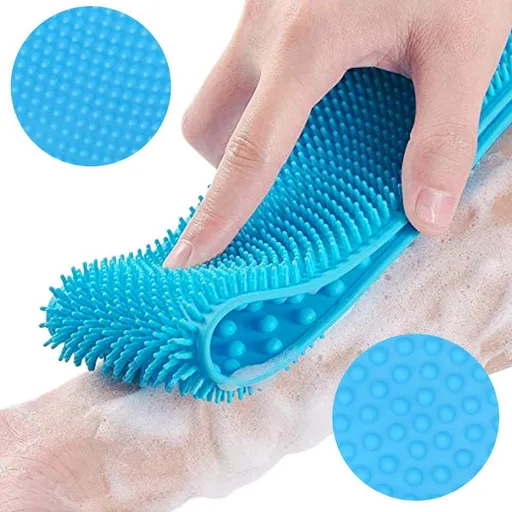 Silicone Body Scrubber Silicone Back Scrubber for Shower Double Sided Silicone Back Scrubber Exfoliating Long Silicone