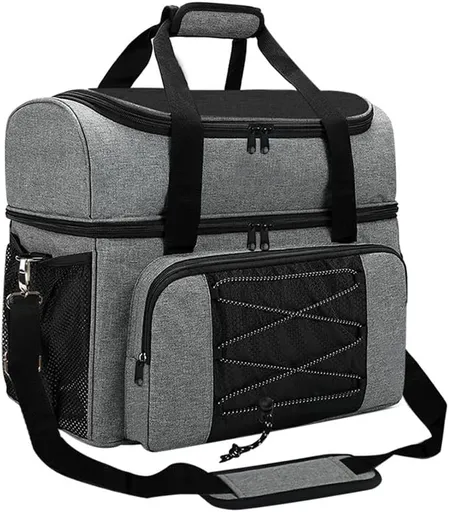 Bowling Bag for 2 Balls Portable Bowling Tote Bag with Padded Ball Holder for Double Ball and Pair of Bowling Shoes up to Mens 16