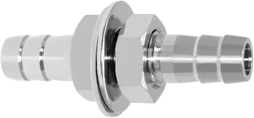 3/8" Hose Barb Thru-Bulk Bulkhead Straight Hex Union Stainless Steel Fitting
