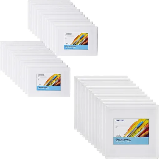 Painting Canvas Panel Boards - 5x7 Inch 24 Pack with 6 x6 Inch Canvas Panel Super Value 12 Pack Canvases,100% Cotton, Artist Canvas Board, Mini Canvas Boards