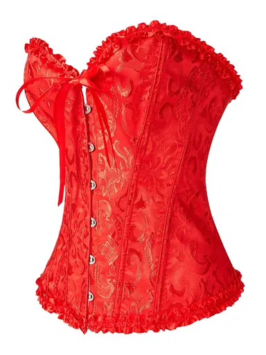 House Of Dasein Body Shaping Base Clothes Fish Bones Abdominal Cinching Waist Straps Court Corset - Red - M