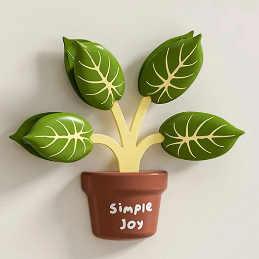 Household Food Bag Freshness Sealing Clips, Creative Plant Pot Magnetic Clips, Multifunctional Fridge Magnet Clips, Cute Leaf-Shaped Food Bag Clips - Green