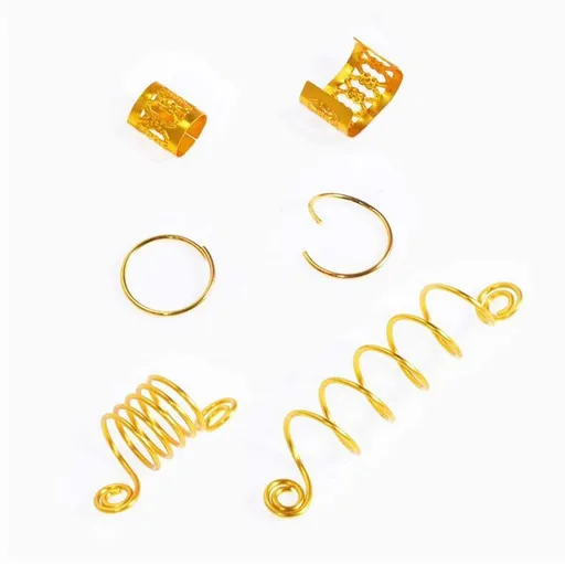 110PCS Dirty braid buckle hair extension ring hair accessories metal spring screw pattern ring set(Gold and Silver)