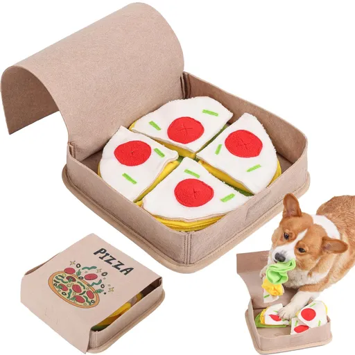Pizza Box Feeding Mat Dog Snuffle Mat | Mind Stimulating Pet Treat Dispensing Toy | Slow Feeder Stress Relieve Encourage