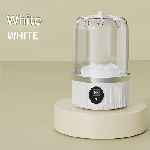 White Travel-Friendly Mini Washing Machine - USB Powered, Automatic, for Small Loads