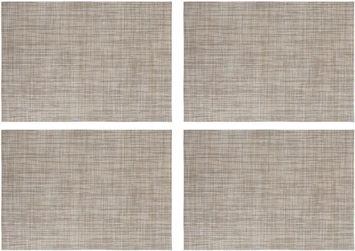 Beige Placemats Set of 4- Heat Resistant Non-Slip Place mats for Dining Table, Washable Durable PVC Woven Table Mats (Beige, 4)