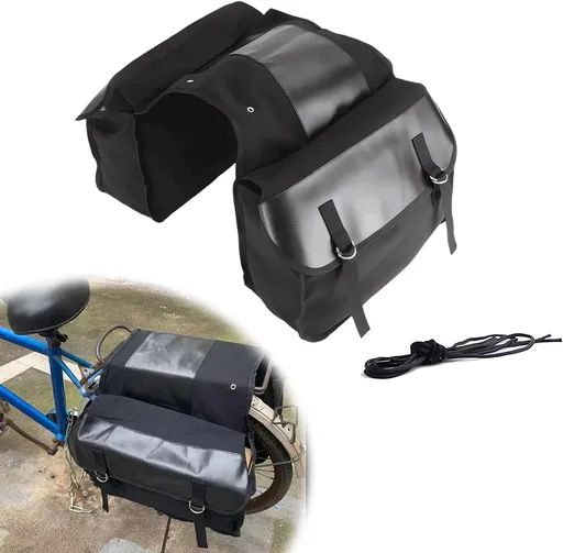 Large Capacity Motorcycle Side Panniers, Durable & Foldable Canvas Two Side Saddlebags