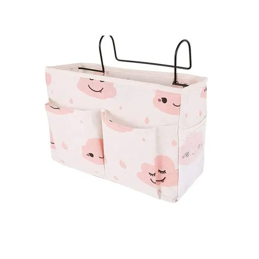 Hanging Bedside Storage Caddy with Pockets for Bunk Bed Dorm Couch Organizing - Pink