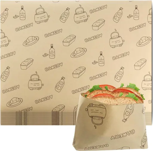 50 Piece Sandwich Wrapping Paper Waterproof Oil Resistant, 38 x 28 cm