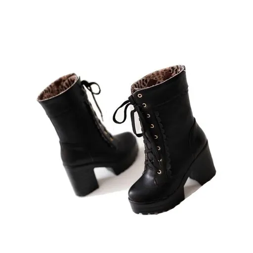 Hod Health & Home Chunky Lace Platform Lolita Boots - Black - 5
