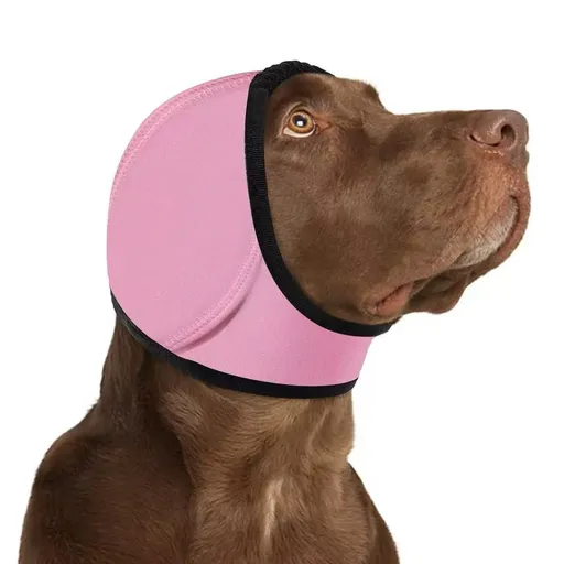 Dog Ear Cover Noise Protection Adjustable Grooming Hood Comfortable Pet Accessory - Pink S