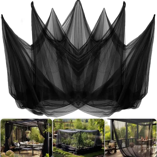 Outdoor Gazebo Mosquito Netting Fabric (3 x 10M Black) - Mutifunctional DIY Cuttable Insect Mesh for Plants Protection, Bed, Garden and Patio