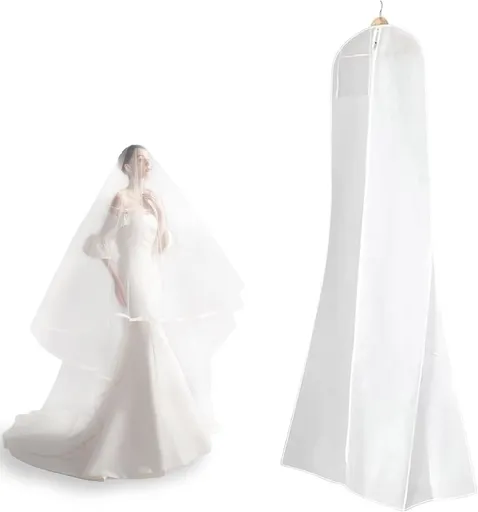Dustproof wedding dress cover - 183*60 cm - Garment cover - Dust cover for evening dresses - Dust cover for wedding dress - Dust cover for dress - wedding dress storage bag - dustproof garment bag - garment bag - with zipper - for wedding dresses, ev