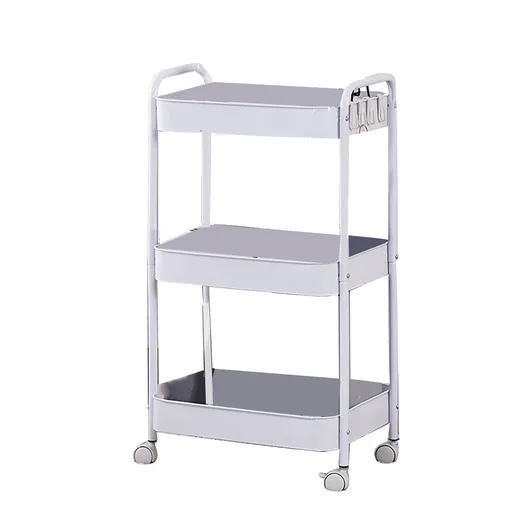 3 Tier Utility Rolling Cart with Caster Wheels Movable Multifunctional Storage Cart for Kitchen Bathroom White 3 Layers