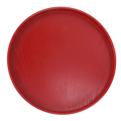 Tea Tray Wooden Wine Red Round Tea Plate Green Tea Baking Serving Plate for Home Tea House 27cm / 10.63in