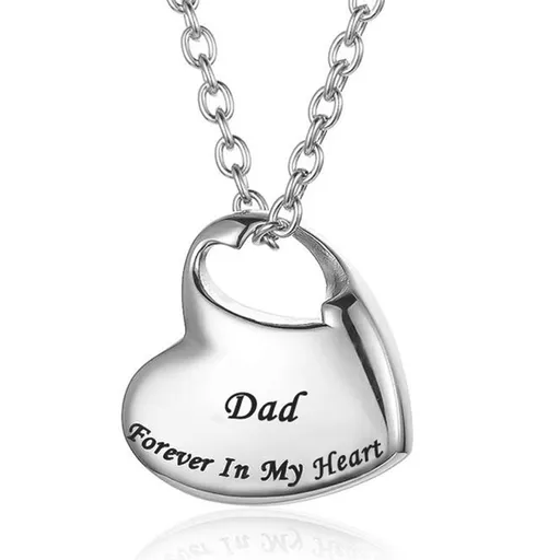 2PCS Urn Necklace for Ashes Urn Jewelry,Forever in My Heart Carved Stainless Steel Waterproof Memorial Pendant for mom dad