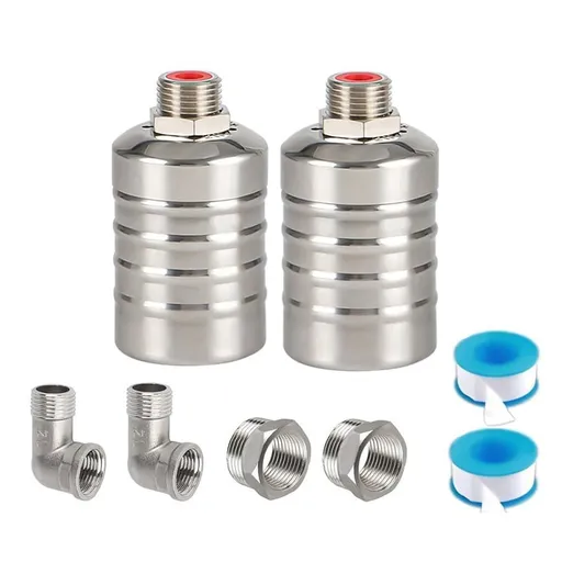 2 Pack 1/2inch 3/4inch Auto Fill Shut Water Tank Float Valve, 304 Stainless Steel Water Level Control Valve