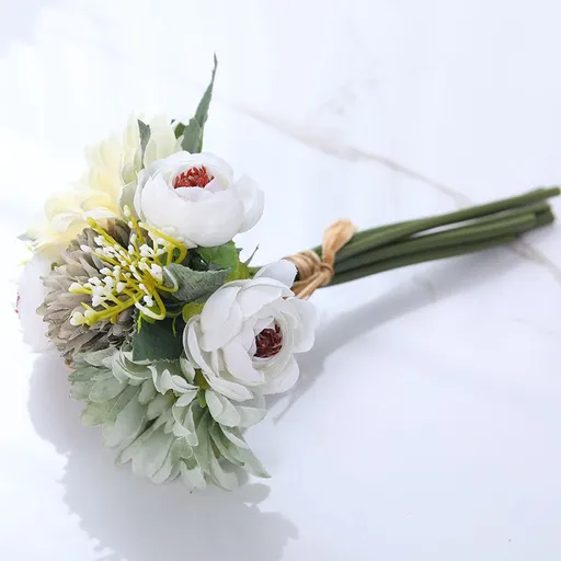 4PCS Artificial Faux Flowers in Vase for Home Decor,Fake Flowers for Home Kitchen Centerpiece Coffee Table Decorations