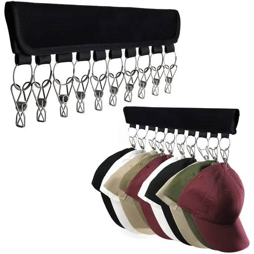 Hat Rack for Baseball Caps, Hanging Hat Organizer Display Holder, Hanger Hat Holder for Closet, Ball Cap Hat Storage Ideas (2-Pack)