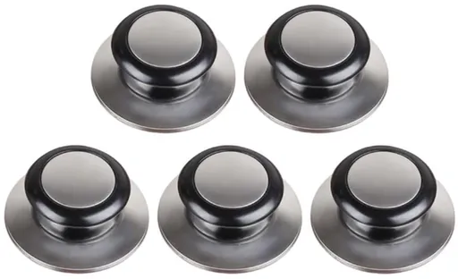 Pot Lid Knob - 5 Pieces - Lid Knob - 5-12mm Universal - Lid Handle - Kitchen Cookware Knob - For Replacing Pot Lids - 5.8*2.3cm - Silver and Black