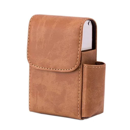 PU Leather Cigarette Case with Lighter Holder Tobacco Pouch Best Gift for Men Women for Men Women (Brown)