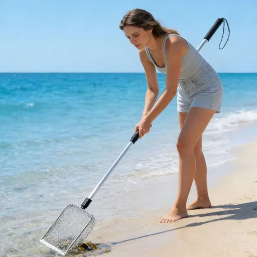 Stainless Steel Telescopic Beach Sand Sifter with 3.8mm Mesh - Extendable Clamming Digging Tool for Shellfish Crabbing Shovel - Heavy Duty Strainer for Garden, Camping, Outdoor Activities - 1 Pack