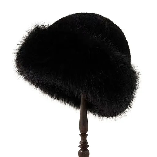 Women's Mongolian Fur Hat with Fur Trim, Windproof and Ear Protection for Cold Weather and Snow