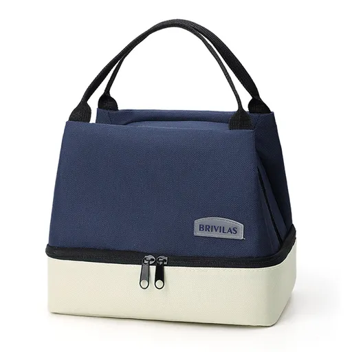 Navy blue Double-Layer Insulated Lunch Bag with Aluminum Foil Lining, Thermal Food Carrier for Hot & Cold Meals – Large Capacity, Reusable & Easy to Clean
