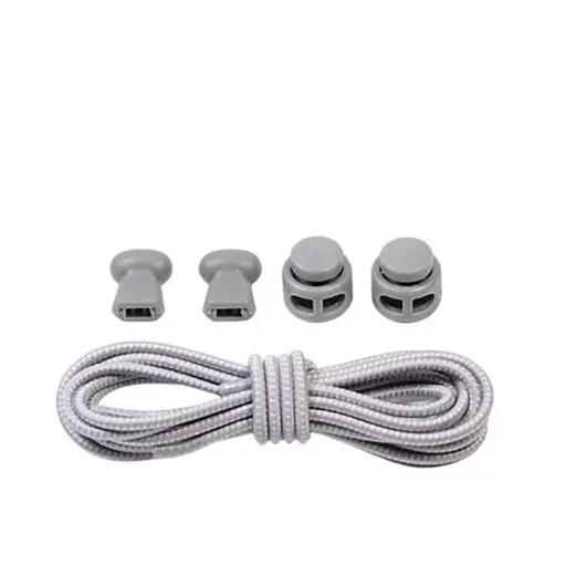 No Tie Elastic Shoelaces with Toggle Locks for Sneakers Running Walking Shoes - Light Grey