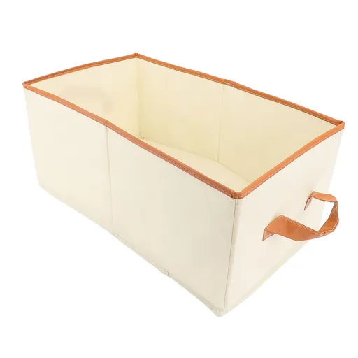 3 Sets Non Woven Fabric Bin PU Wrapped Washable Cloth Storage Baskets with Handle and Bottom Plate for Home Use 44x25x20cm / 17.3x9.8x7.9in