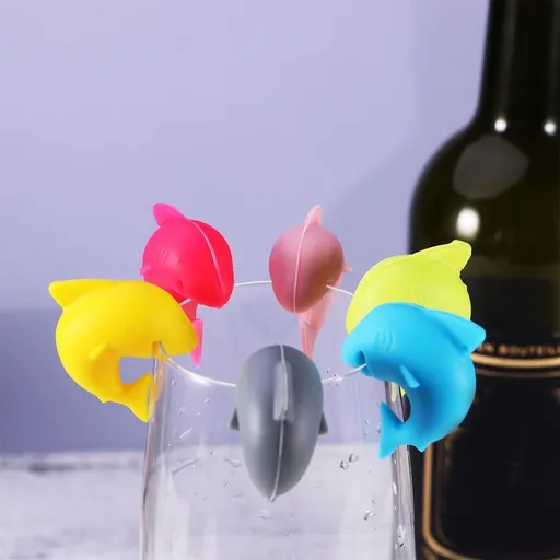 Glass Drink Markers Assorted Color Silicone Charms Eco-Friendly Non-Slip for Parties 12Pcs