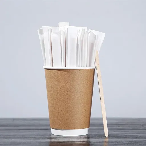 Wooden Coffee Stirrers 100 Pack | Disposable Drink Stir Sticks for Hot Beverages, Tea, and Hot Chocolate