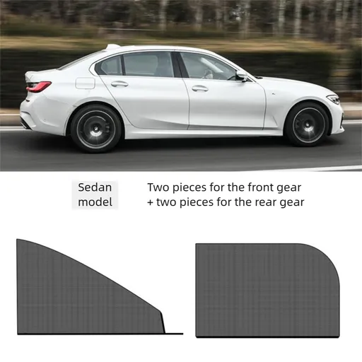 4PCS Car Curtain Screen Mosquito Net for Sedan(2 Front + 2 Rear) - Anti-mosquito Shade in Summer, Sun Protection Ventilation Heat Insulation